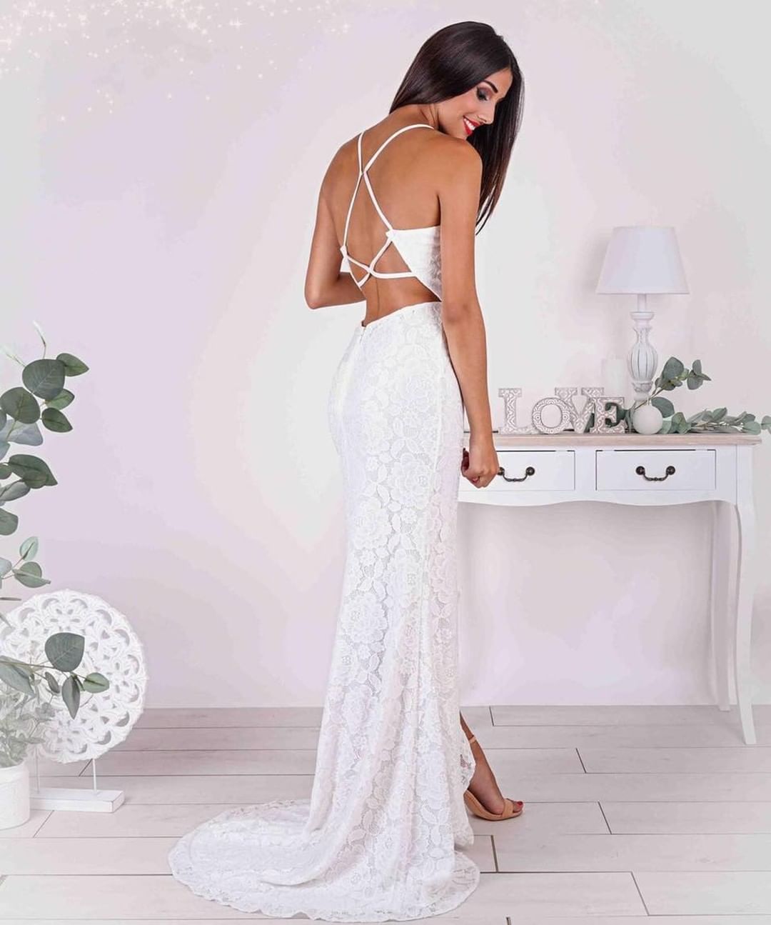 Strapless Spaghetti Strap Mermaid Prom Dress with Slit BM bride