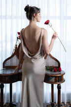 Straps Sleeveless Backless Long Mermaid Prom Dress With Pleated
