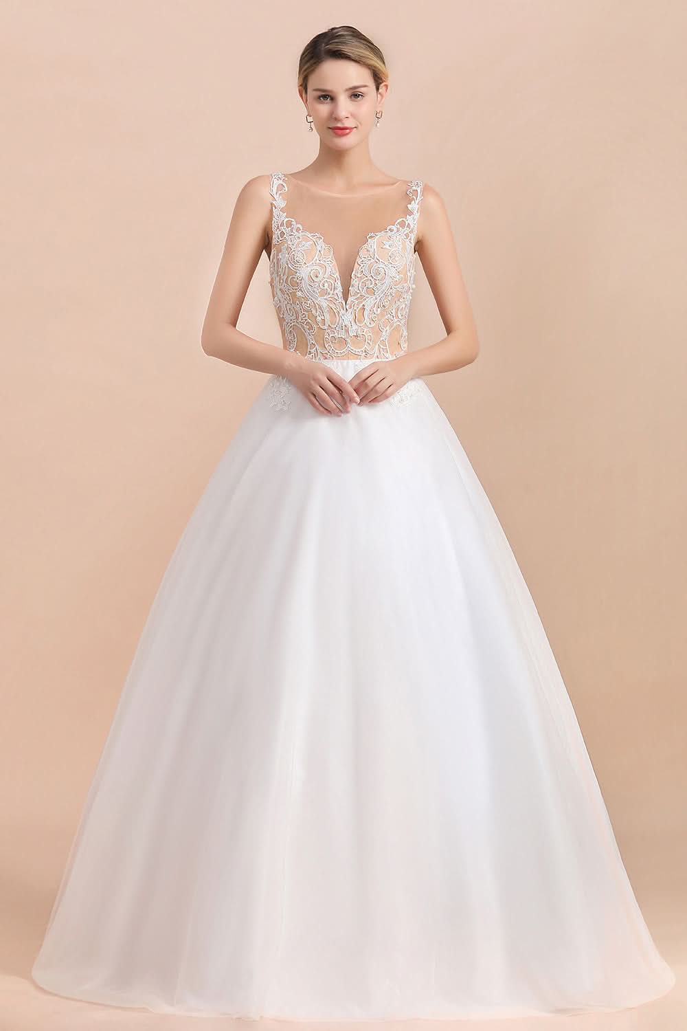 Illusion Lace Tulle A-line Wedding Dress BMbride