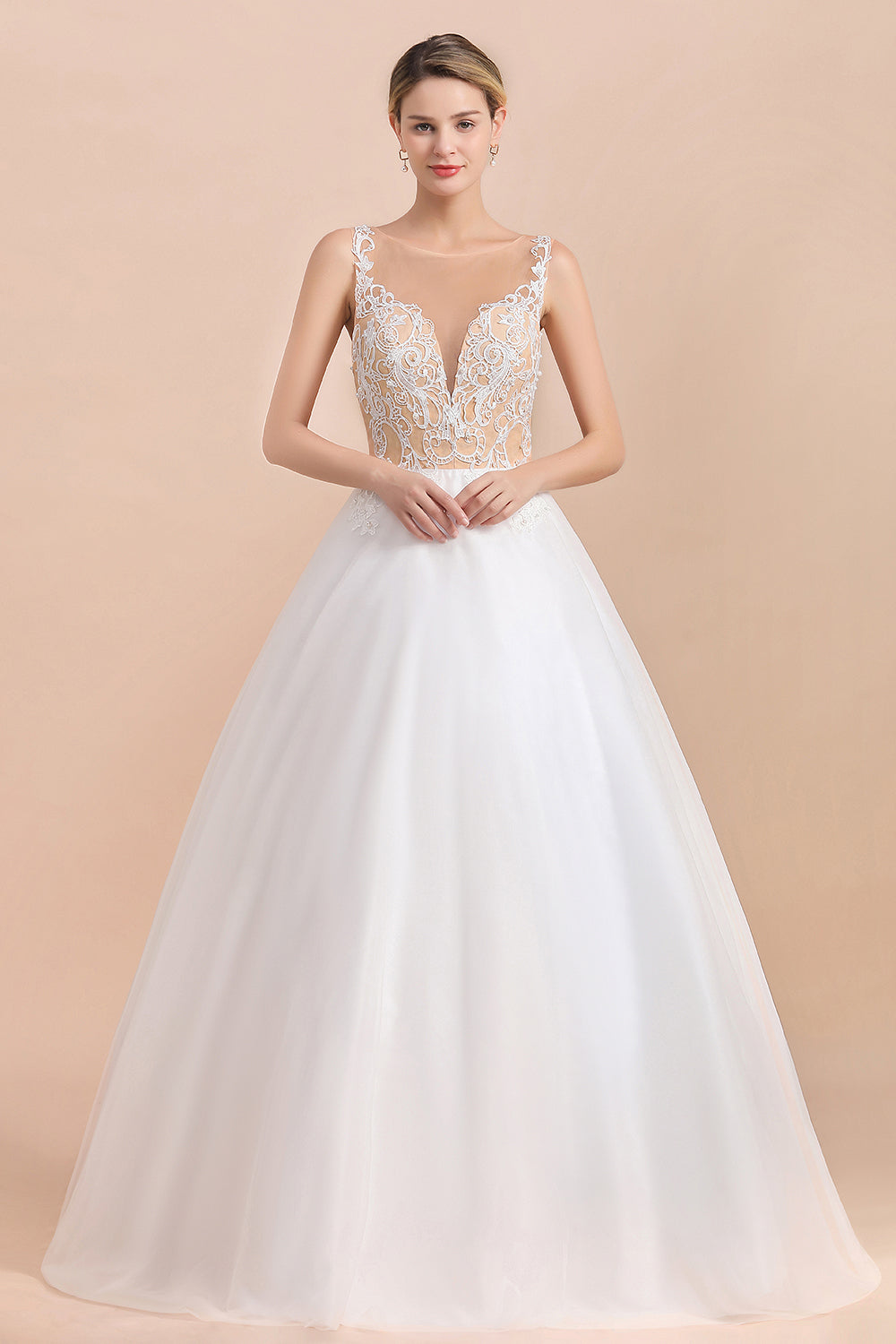 Illusion Lace Tulle A-line Wedding Dress BMbride