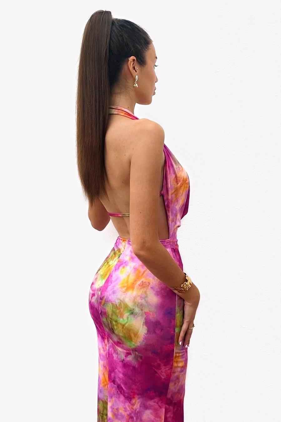 Glamorous Colorful Halter Sleeveless Backless Long Prom Dress With Pleated