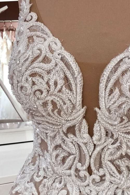 A-Line Sweetheart Princess Wedding Dress With Tulle Lace BM bride