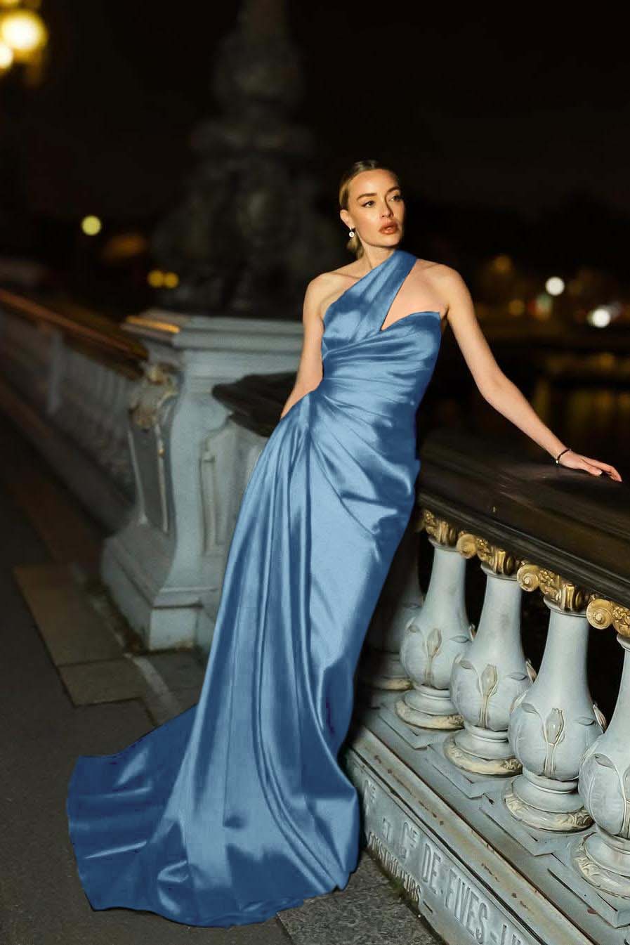 One Shoulder Sleeveless Mermaid Long Prom Dress With Ruffles Pleated