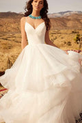 A-line Off-the-shoulder Wedding Dress With Tulle Lace Elegant BM bride