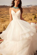 A-line Off-the-shoulder Wedding Dress With Tulle Lace Elegant BM bride