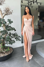 Spaghetti-Straps Mermaid Prom Dress Split BM bride