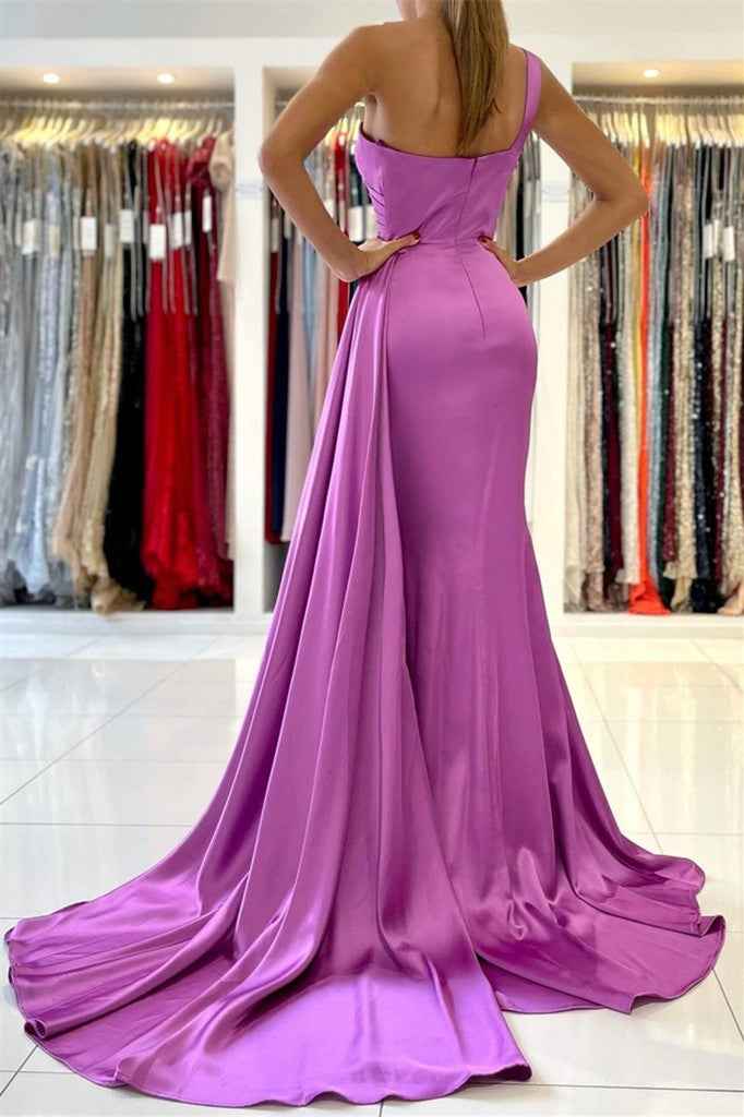 Chic Sleeveless Mermaid Prom Dress With Ruffles One Shoulder With Pleated
