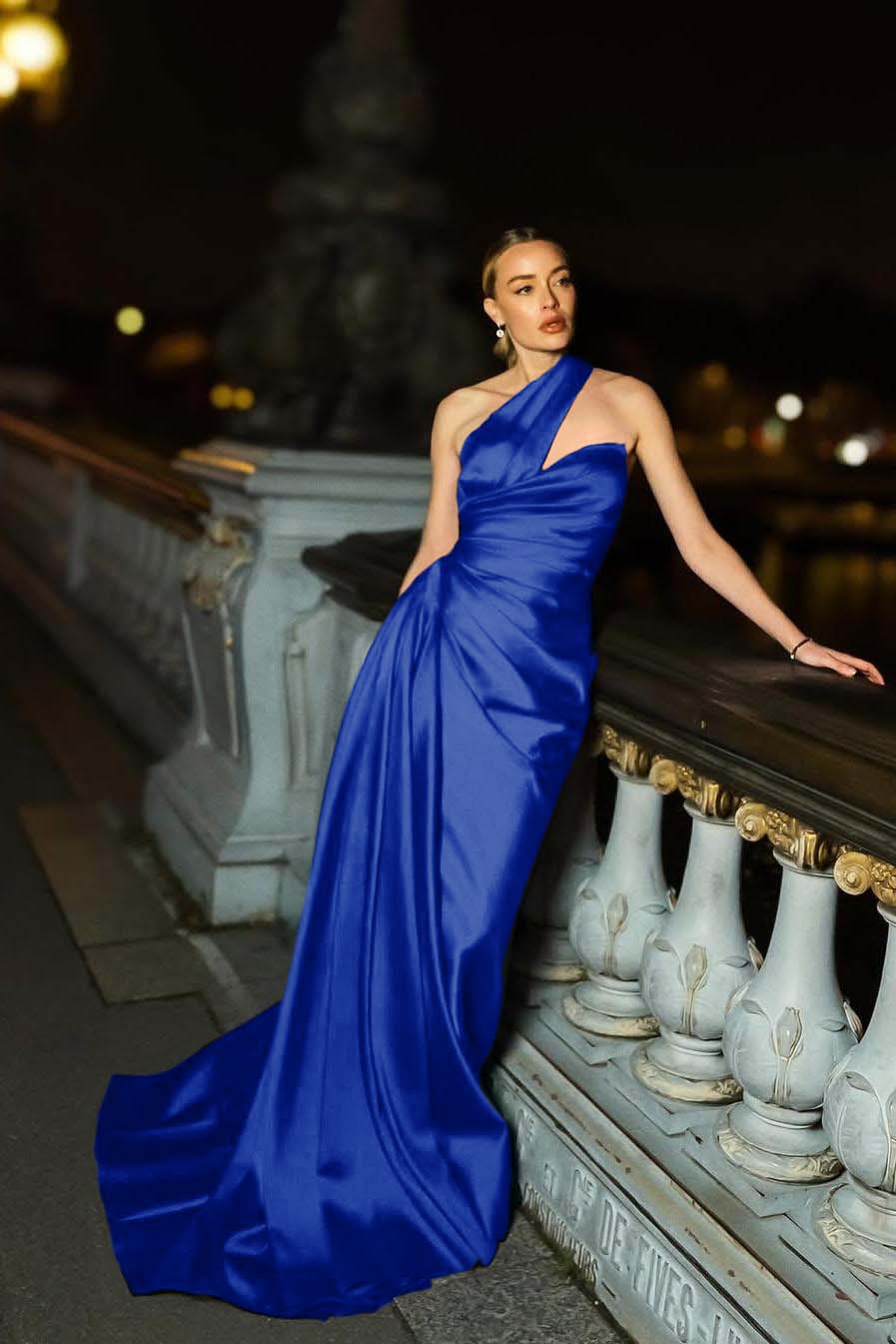 One Shoulder Sleeveless Mermaid Long Prom Dress With Ruffles Pleated