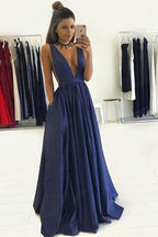 Deep V-Neck Prom Dress with Pockets BM bride