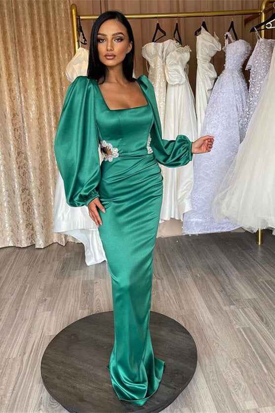 Glamorous Long Puff Sleeves Mermaid Prom Dress With Appliques