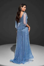 Stunning V Neck Sleeveless Long Prom Dress With Bead Embroidery