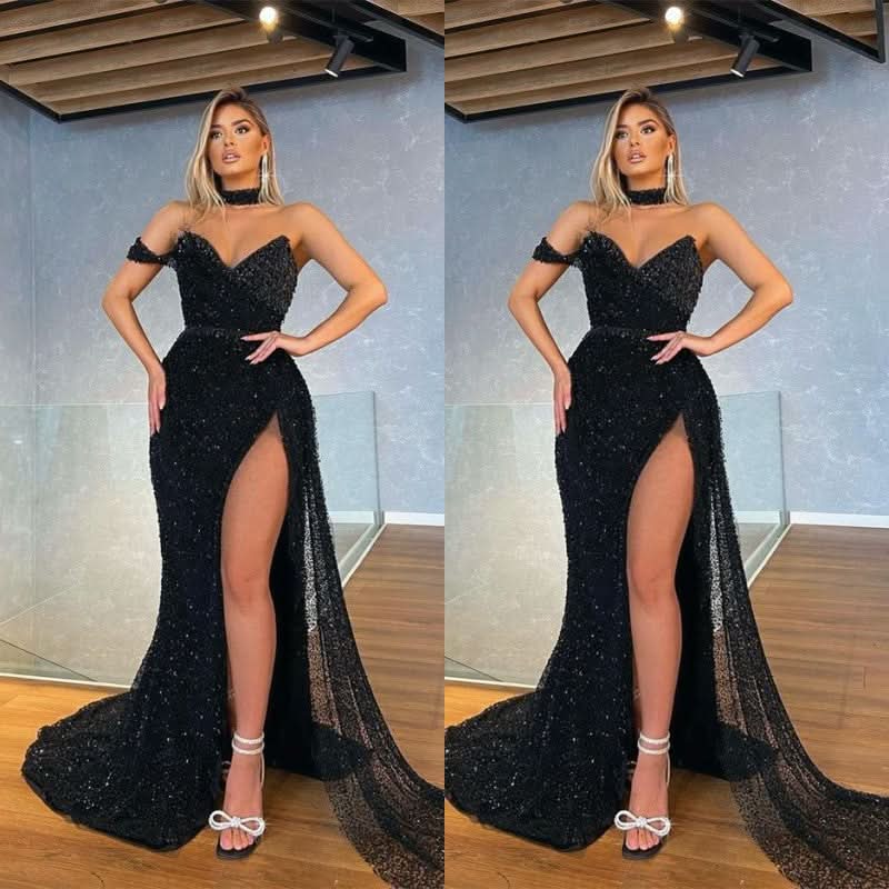 Black Sweetheart Mermaid Sequins Prom Dress BM bride