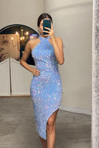 Elegant Halter Sequined Mermaid Prom Dress BM bride