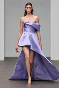 One Shoulder Sleeveless A Line Short Prom Dress With Pleated BMBRIDE