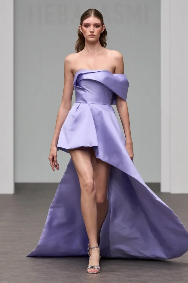 One Shoulder Sleeveless A Line Short Prom Dress With Pleated BMBRIDE