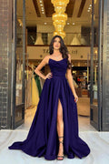 Strapless Sleeveless Long Front Split Prom Dress With Pleated