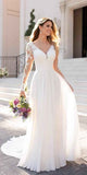 Wedding Dresses for Bride 2025 with Lace Appliques Chiffon A Line Women Dress Long Sleeves Beach Bride Dress