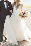 V-Neck Sleeveless Tulle Wedding Dress BM bride