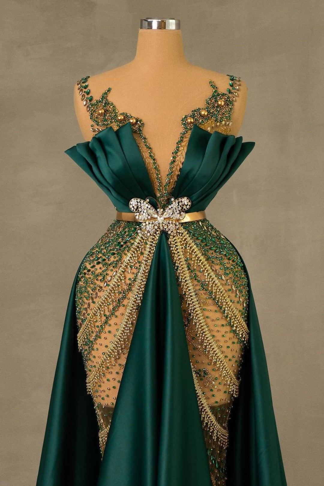 Heavy Emerald Green Straps Mermaid Prom Dress With Sleeveless Long