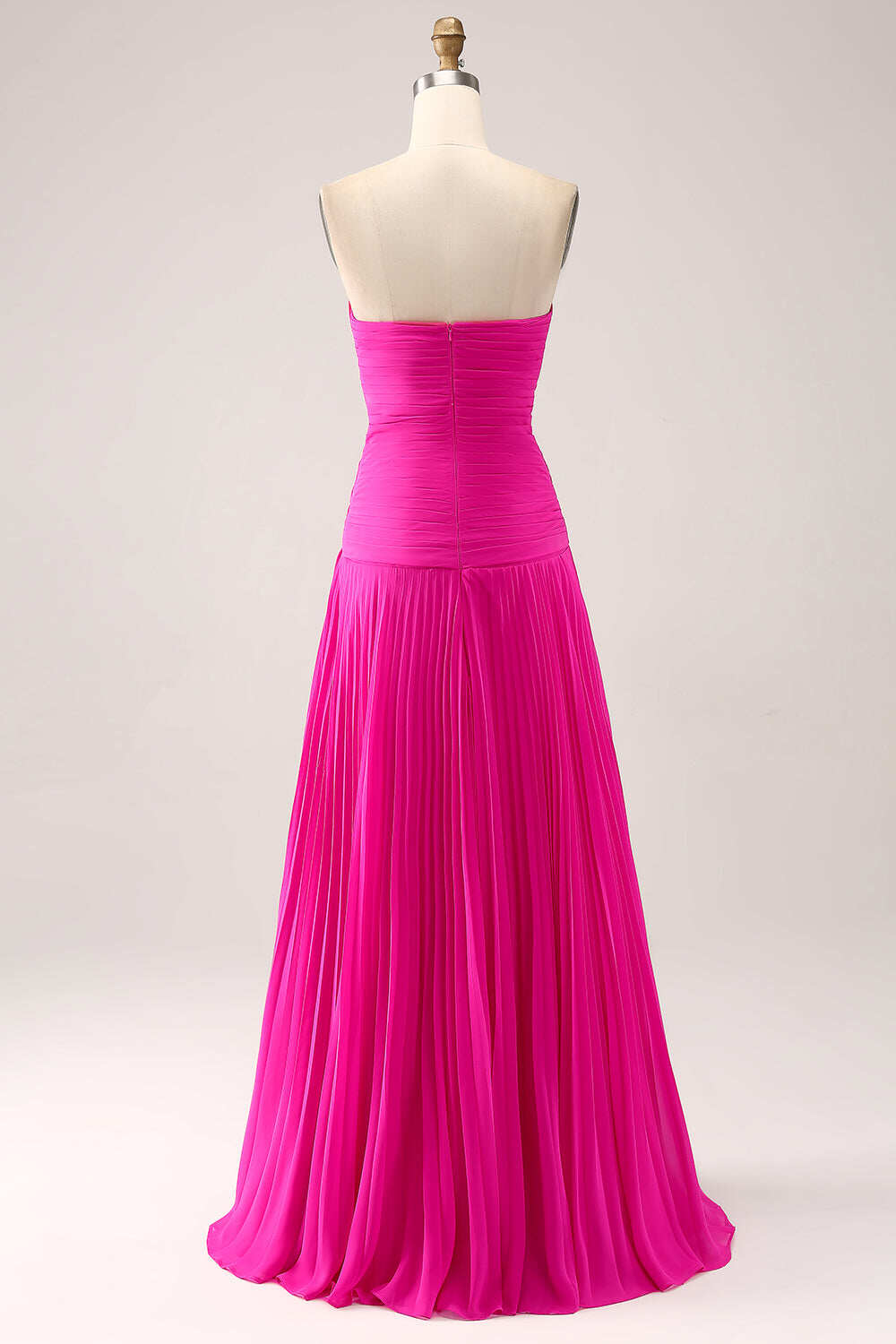 Gorgeous Fuchsia Strapless Cut Out Draped Pleated Prom Dress BMBRIDE