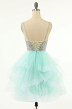 Amelia |A Line V Neck Tulle Homecoming Dress BM bride