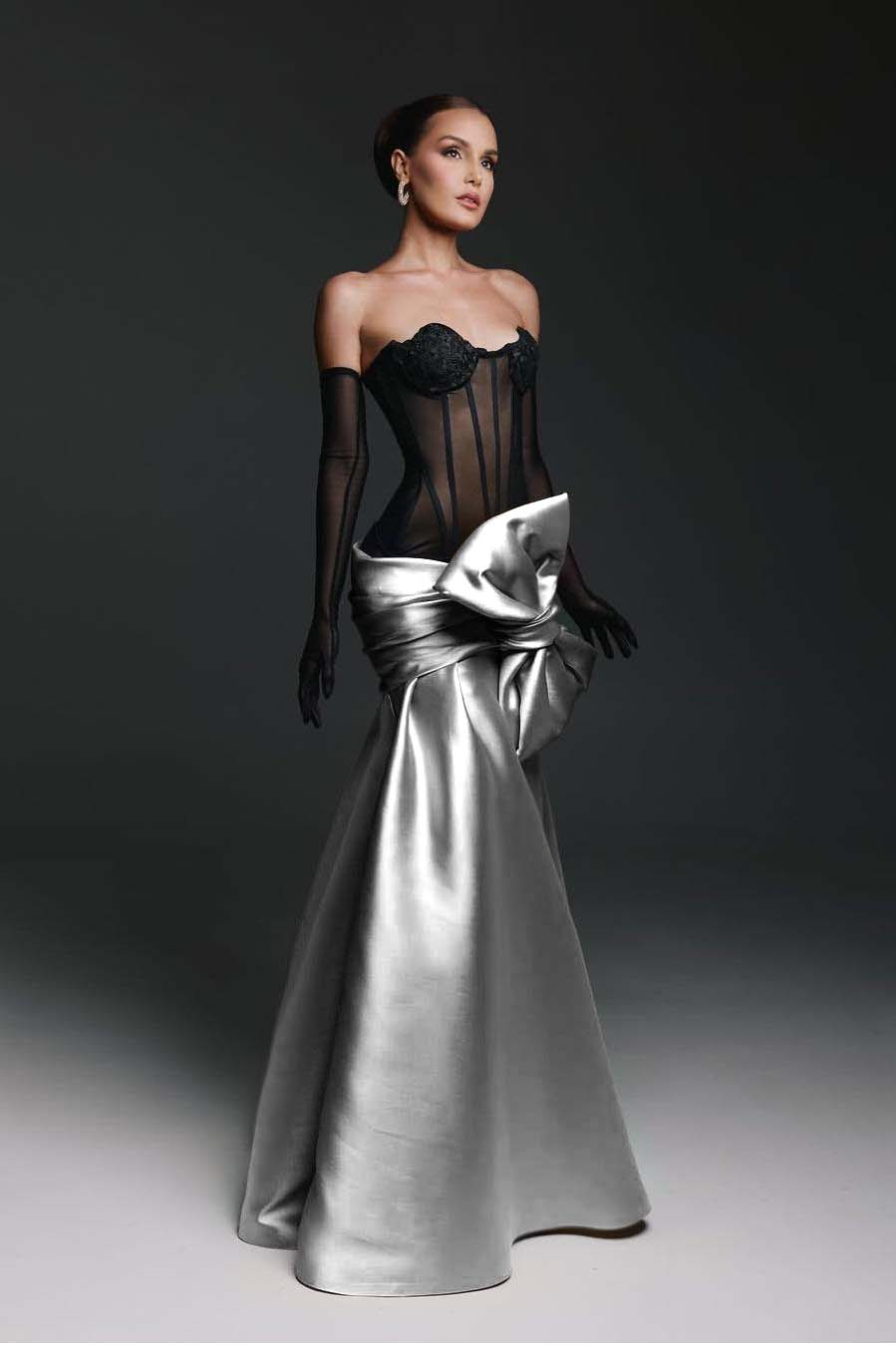 Strapless Sweetheart Sleeveless Long Mermaid Prom Dress With Gloves BMBRIDE