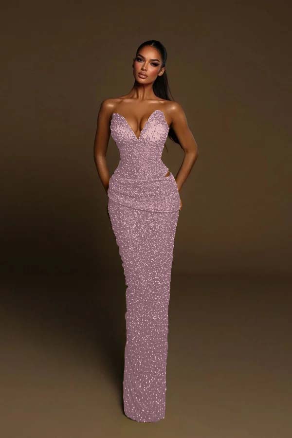 Strapless Sleeveless Long Mermaid Prom Dress With Pleated Beading BMBRIDE