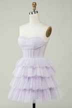 Orange Corset A-Line Short Tulle Homecoming Dress