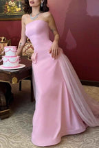 Sleeveless Strapless Long Mermaid Prom Dress With Tulle Beading