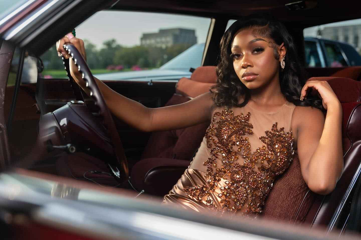 Copper Luxe - Metallic Satin Beaded Mermaid Prom Dress with Sheer Crystal Bodice