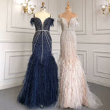 Luxurious Royal Blue Sequin Prom Dress with Long Sleeveless V-Neck A-Line BM bride