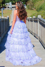 Lovely A-Line Spaghetti Straps Tiered Lace Prom Dress BM bride