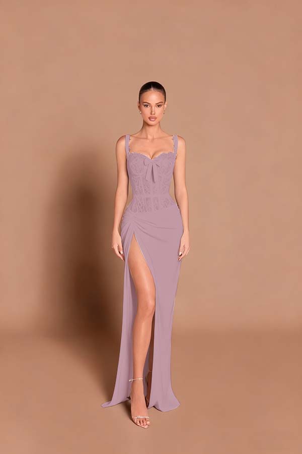 Spaghetti Strap Sleeveless Long Mermaid Prom Dress With Split BMBRIDE