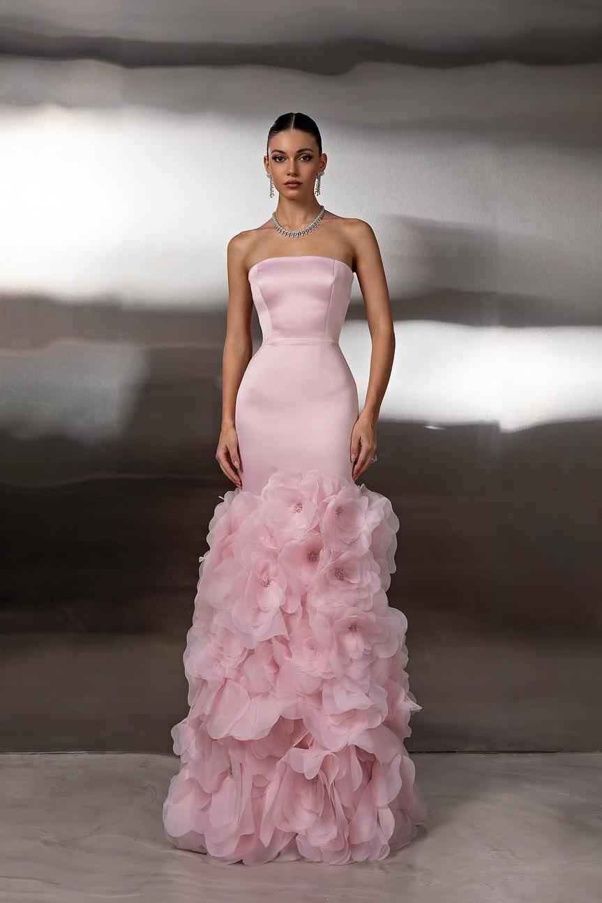 Strapless Sleeveless Long Mermaid Prom Dress With Pleated Appliques