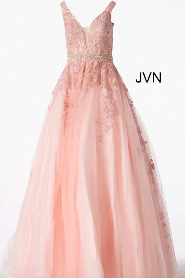 Black V Neck Backless Sleeveless Prom Dress With Applique Beading