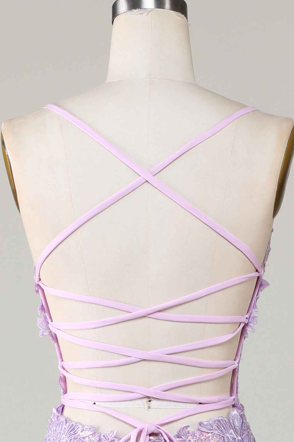Spaghetti Strap Backless Sleeveless Appliques Long Prom Dress With Split