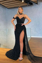 Black Sweetheart Mermaid Sequins Prom Dress BM bride