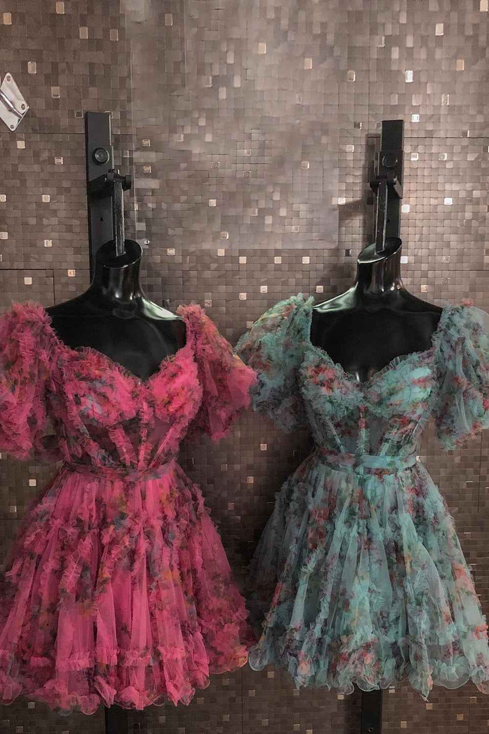 Lavender Floral A-Line Short Homecoming Dress Bmbride
