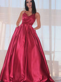 Red Spaghetti-Straps Evening Dress BM bride