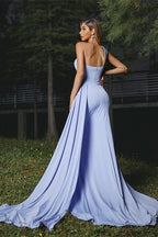 One Shoulder Sleeveless Ruffles Mermaid Prom Dress with Trail BM bride
