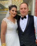 Mermaid Wedding Dress With Wide Straps Deep V-neck Backless Appliques BM bride
