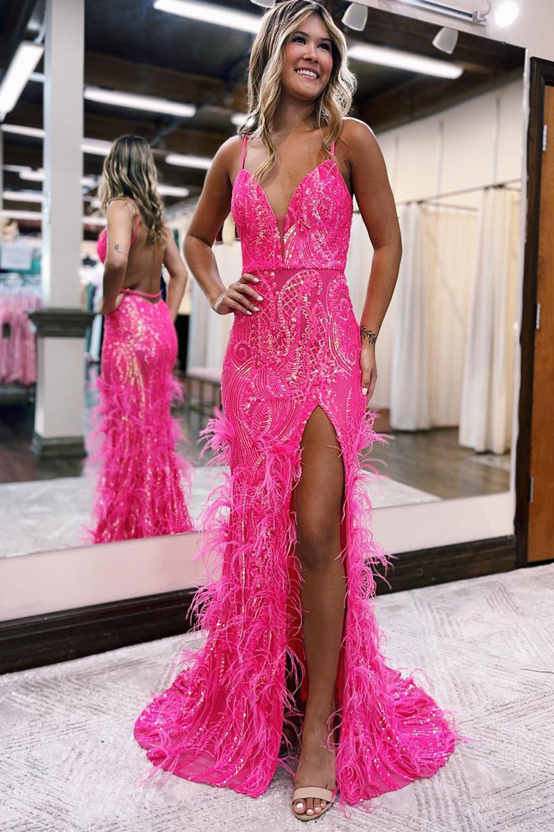 Beautiful Jade Sequin Lace V Neck Mermaid Prom Dress with Slit BM bride