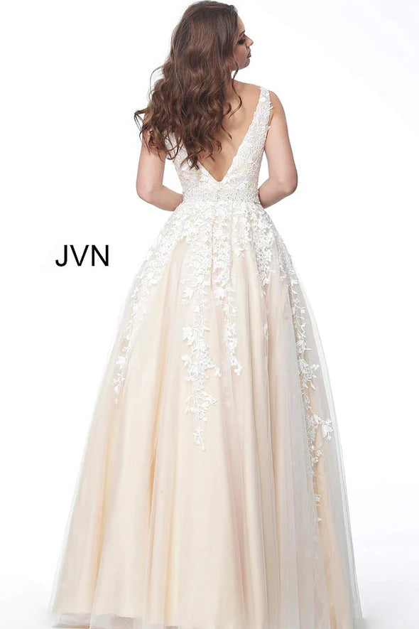 Black V Neck Backless Sleeveless Prom Dress With Applique Beading