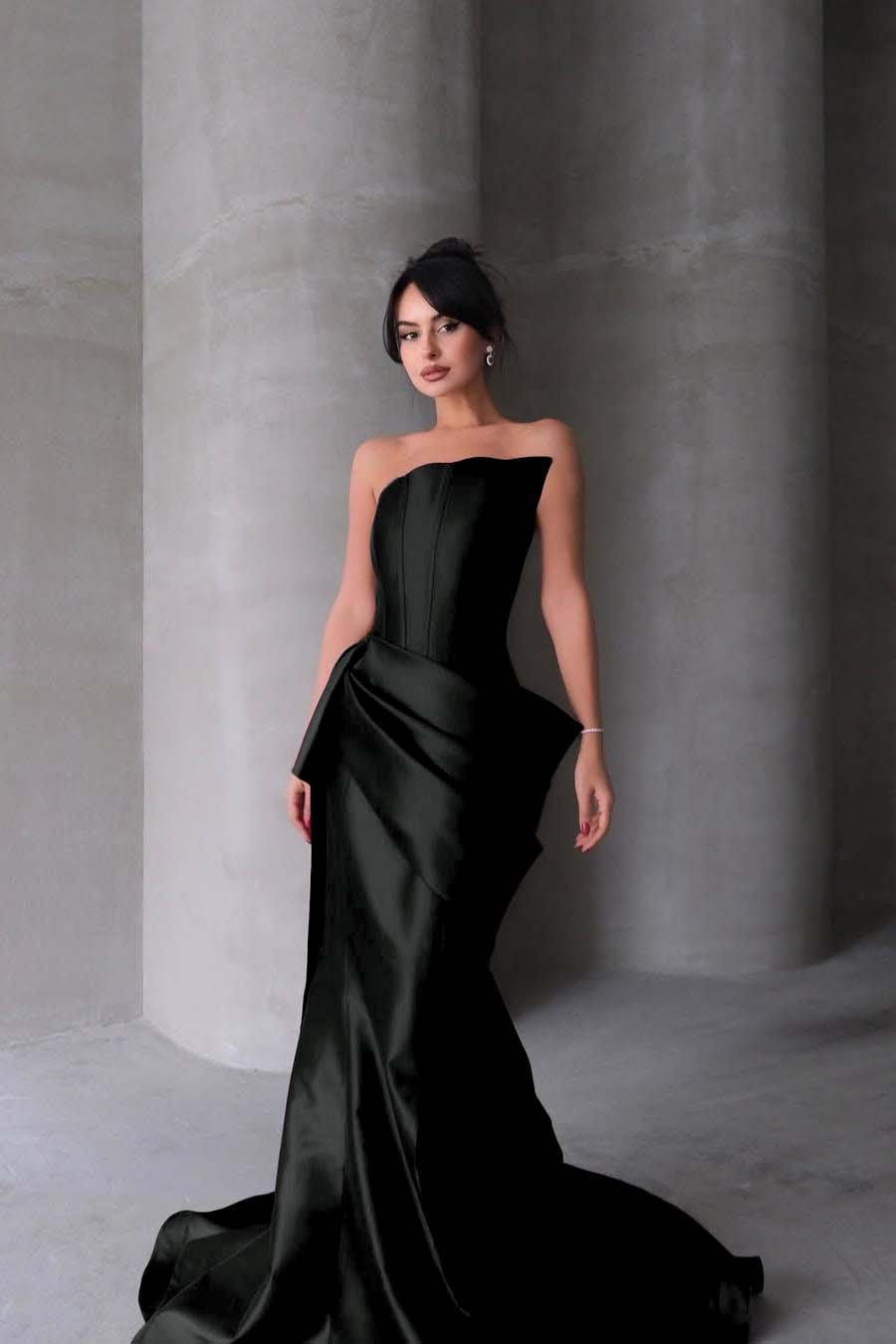Chic Strapless Sleeveless Mermaid Long Prom Dress With Pleated BMBRIDE