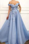Strapless Off the Shoulder Sleeveless Long Prom Dress With Appliques BMBRIDE