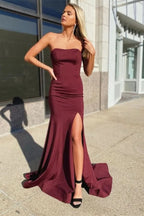Burgundy Sweetheart Mermaid Prom Dress BM bride
