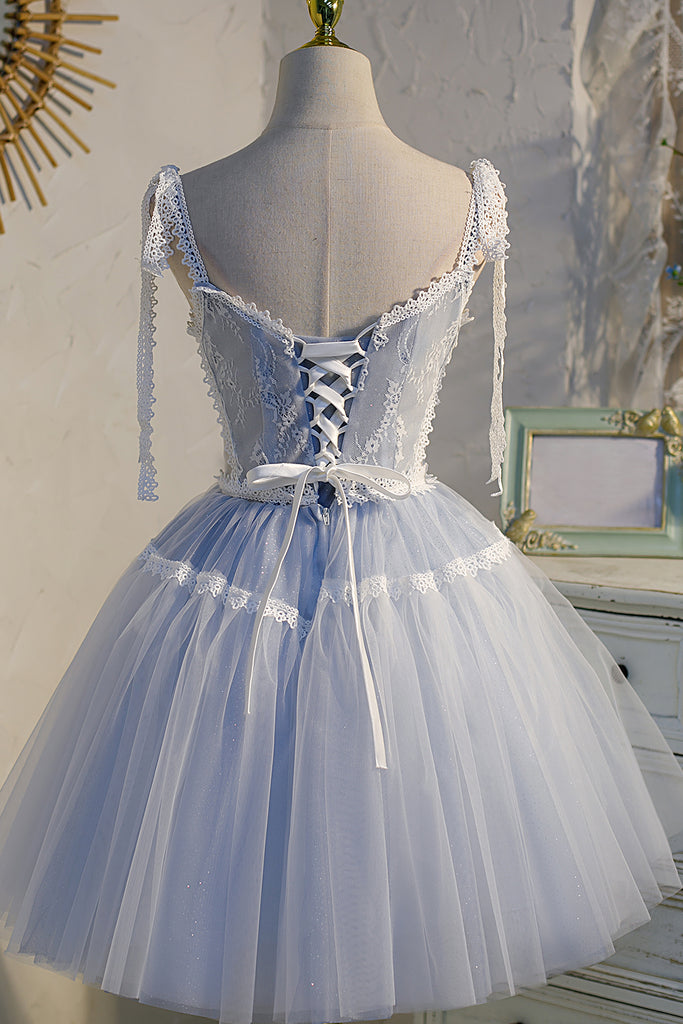 Tulle Lace A-Line V Neck Homecoming Dress BM bride
