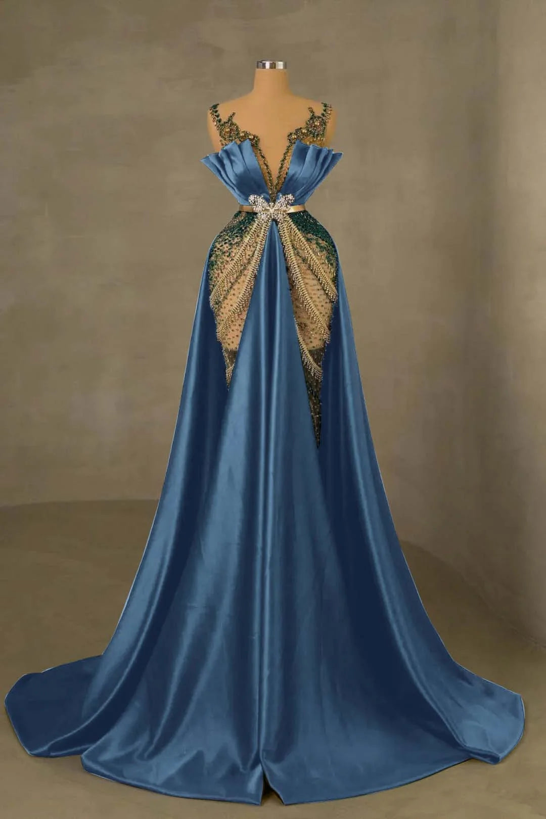 Heavy Emerald Green Straps Mermaid Prom Dress With Sleeveless Long