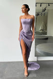 Strapless Long Prom Dress Split Evening Party Gowns BM bride