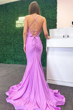 Elegant Mermaid Cowl Neck Jersey Long Prom Dress BM bride